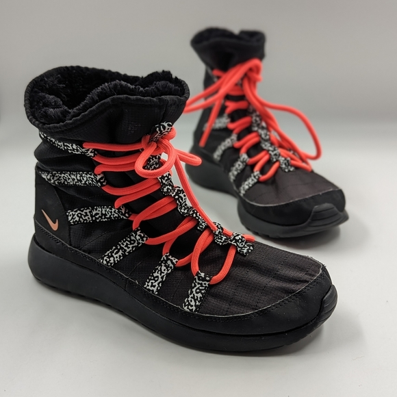 NIKE Roshe Run Black Nylon Lace Up Running Sneaker Boots Youth Sz 6 / Wmn's Sz 8 - Picture 5 of 14